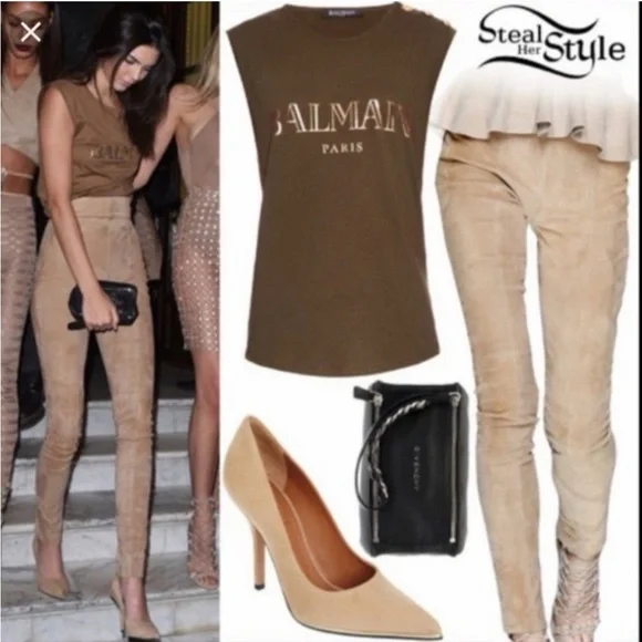 Wilfred Free Daria Tan Vegan Faux-Suede Legging Pants Aritzia Neutral Caramel S - Picture 10 of 10